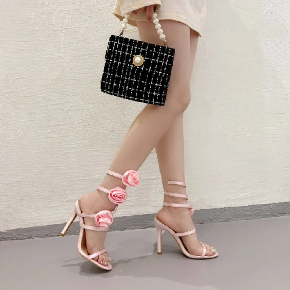 Lace-Up Heels Open Toe Wedding Sandals
