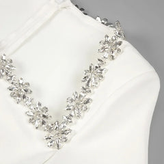 White Square Neck Diamond Mini Dress