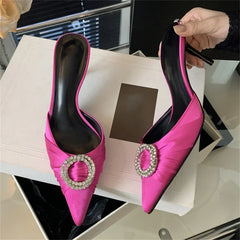 Crystal Diamonds Pointed Toe Mule Slide