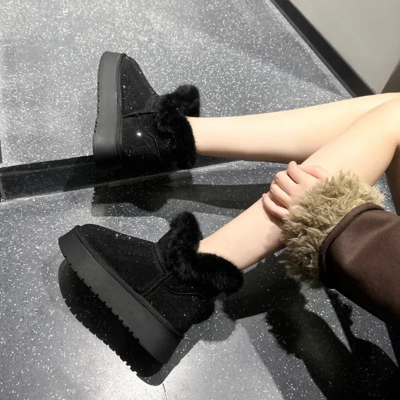 Women's Diamond Pattern Winter Boots with Anti-Slip Soles