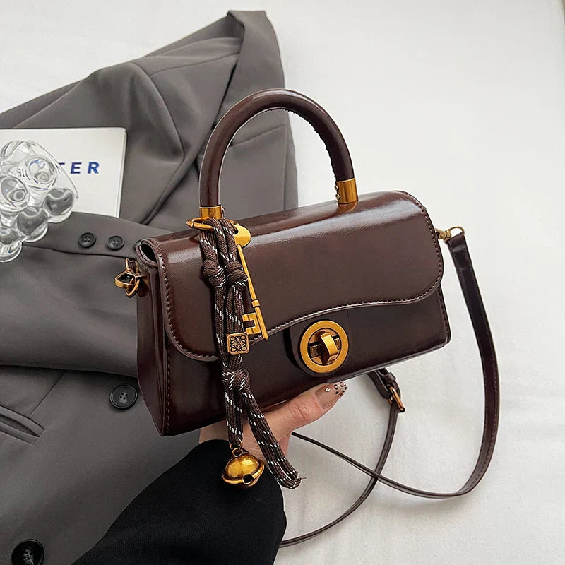 Faux Leather Crossbody Top-Handle Handbag