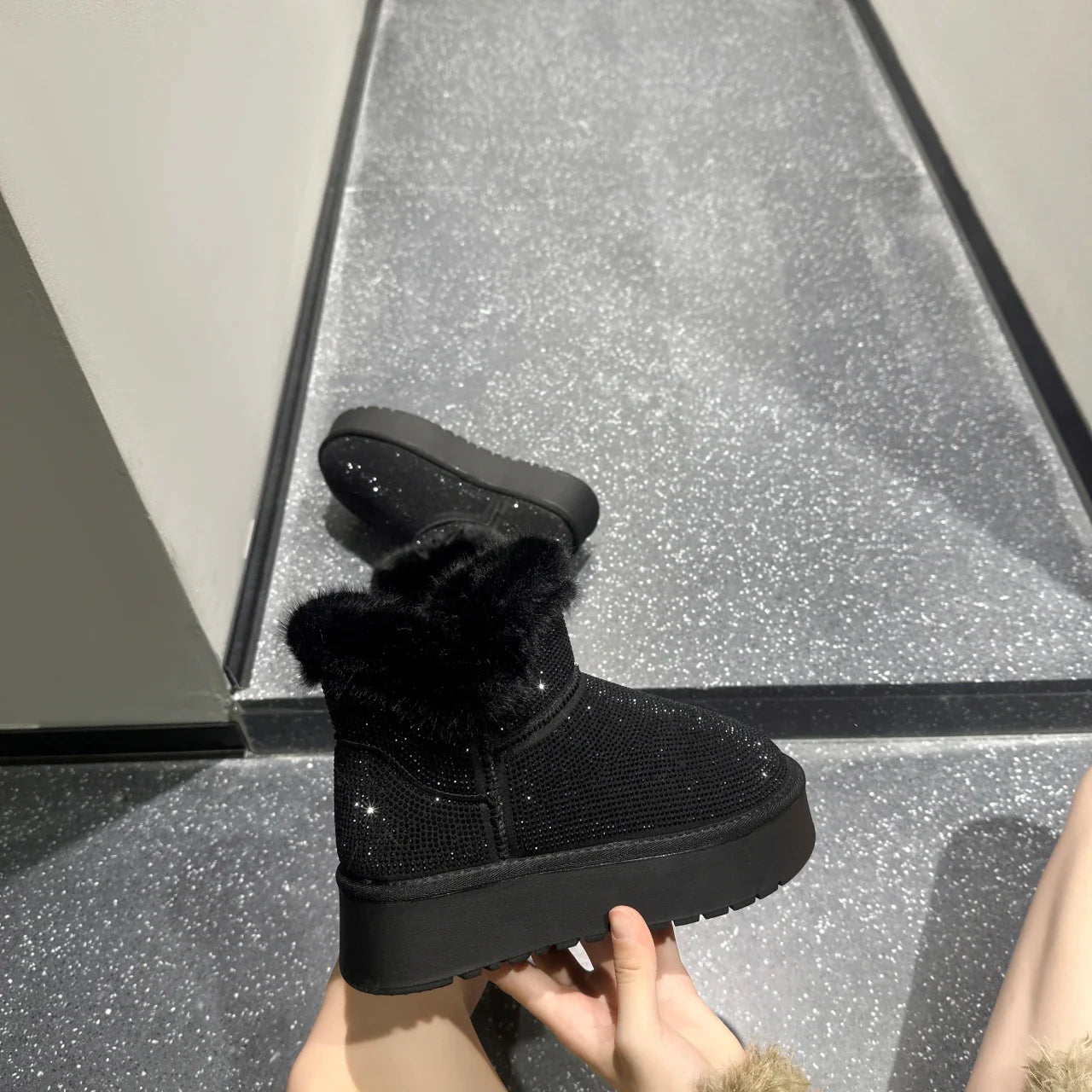 Women's Diamond Pattern Winter Boots with Anti-Slip Soles