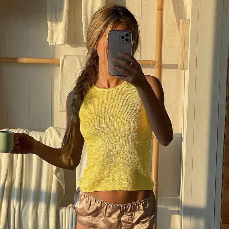 Solid Knit Top And Mini Skirt 2 Pcs Suit