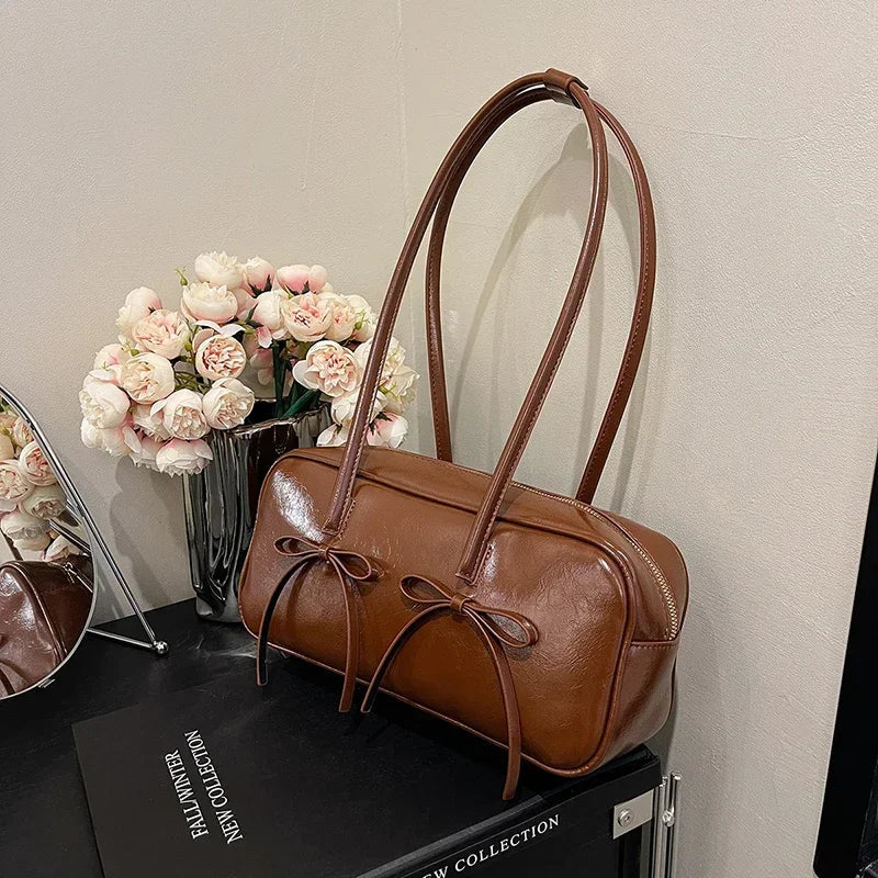 Small Bow Tie Faux Leather Shoulder Bags