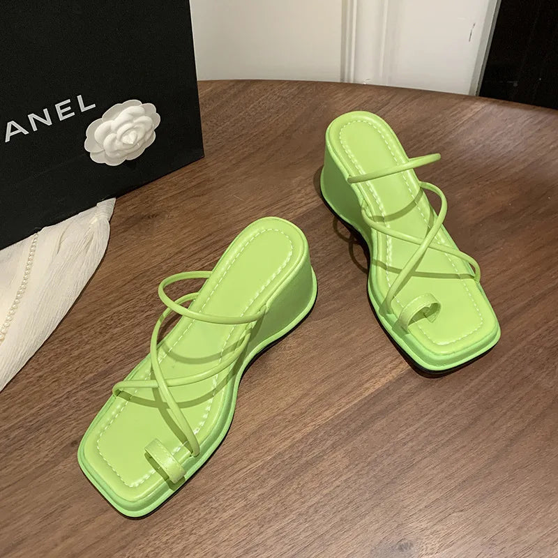 Wedge Platform Square Toe Sandals