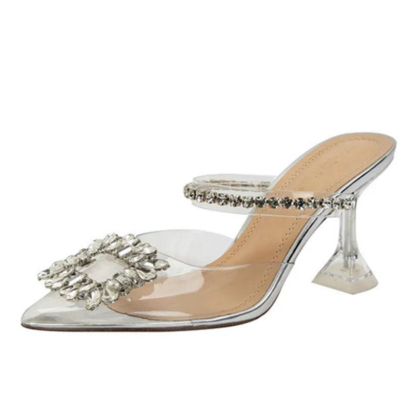 PVC Transparent Crystal Pointed Toe High Heels Shoes