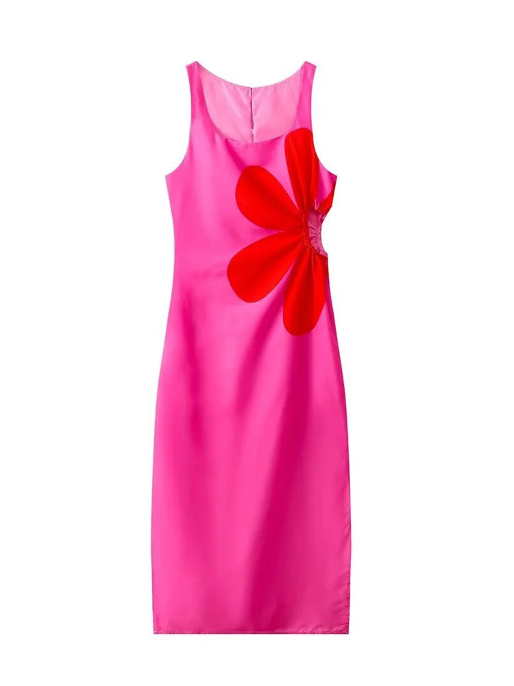 Floral Maxi Dress with Side Cutouts