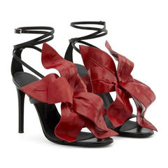 Luxurious Handmade Leaves Leather Stiletto Heels