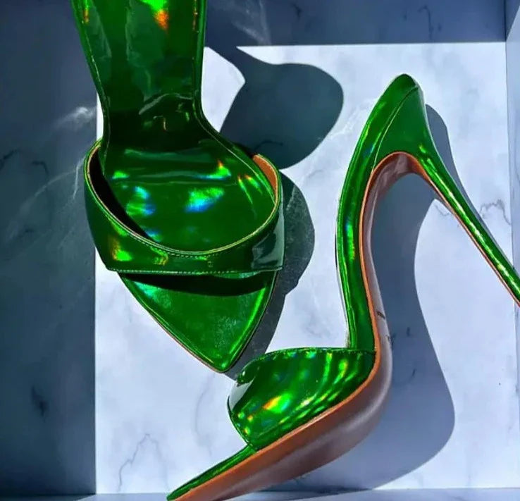 Dazzling Color Peep Toe Ladies Stiletto Sandals