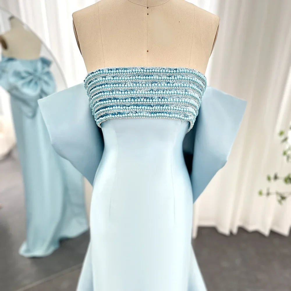 Sage Green Evening Dress with Beaded Cape
