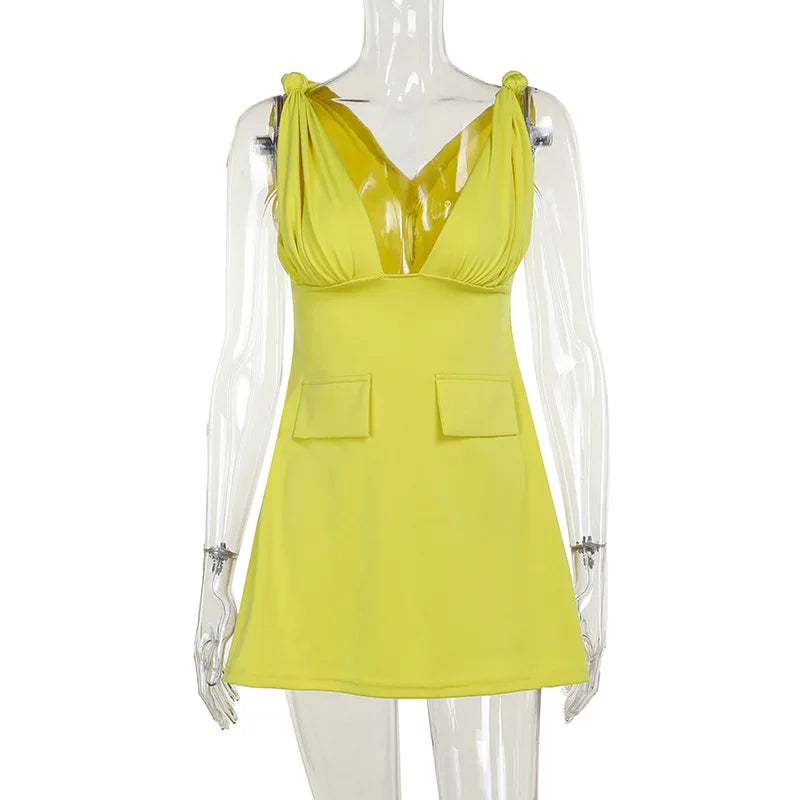 V-Neck Bodycon Mini Dress
