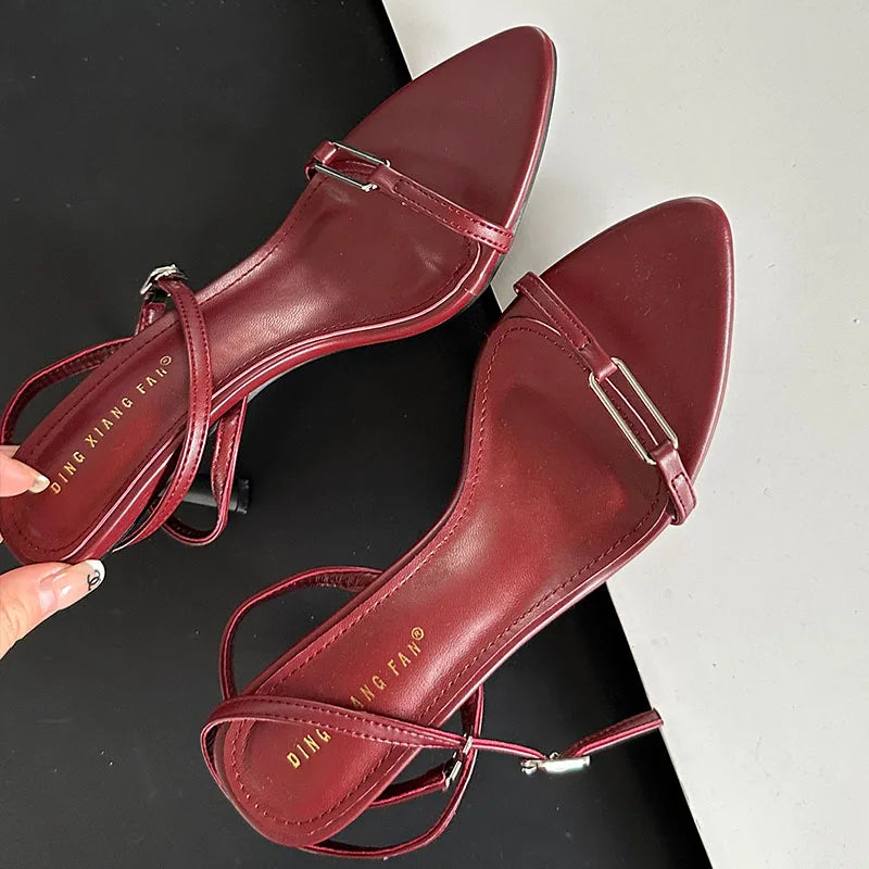 Pointed Toe Ankle Buckle Strap Sandals
