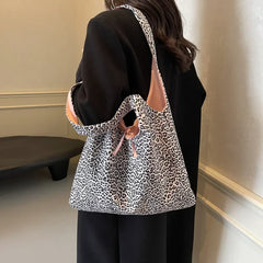 Large Leopard Cloth Underarm Tote Bags