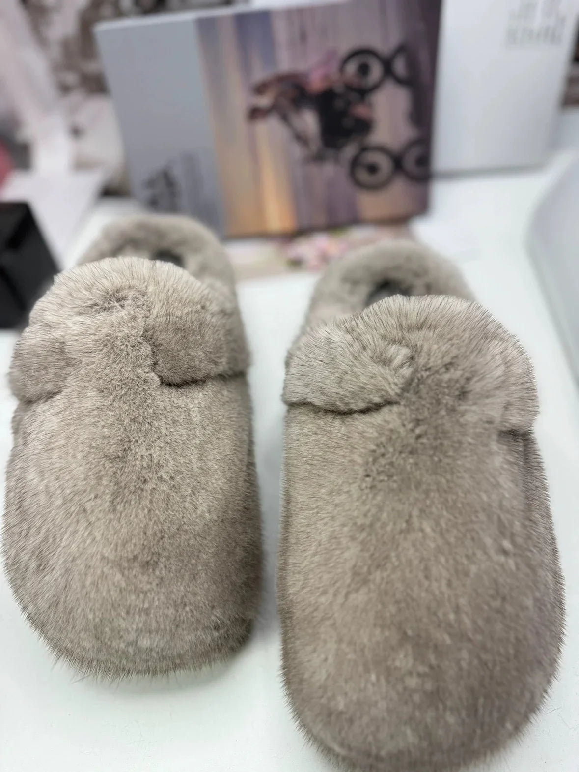 Mink Fur Flat Slipper Shoes