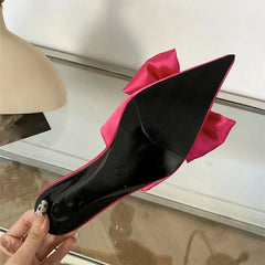 Butterfly Knot Pointed Toe Low Heels Sandals