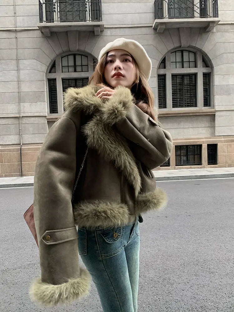 Faux Suede Leather Jacket