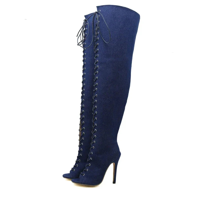 Over-the-knee T-tied Stiletto High Heels Boots