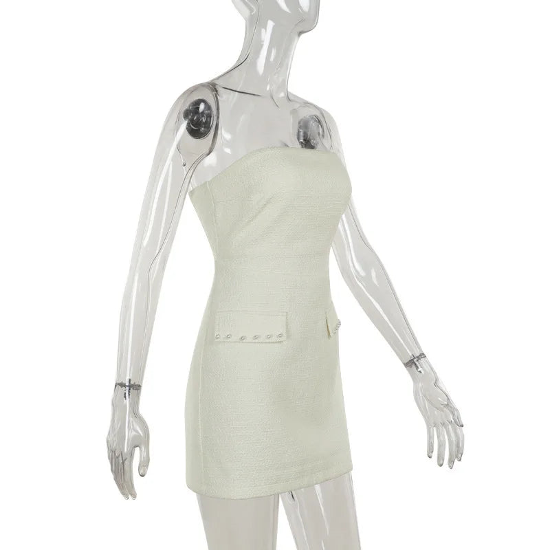 Pearl Long Sleeve Coat And Mini Strapless Dress Sets