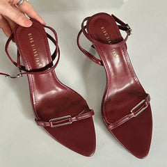 Pointed Toe Ankle Buckle Strap Sandals