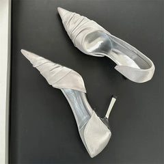 Pleated Shallow Pointed Toe Thin High Heels Shoes