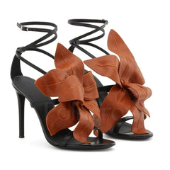 Luxurious Handmade Leaves Leather Stiletto Heels