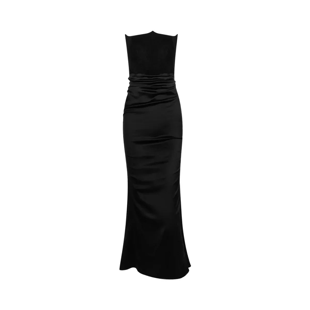 Strapless Velvet Solid Midi Dress