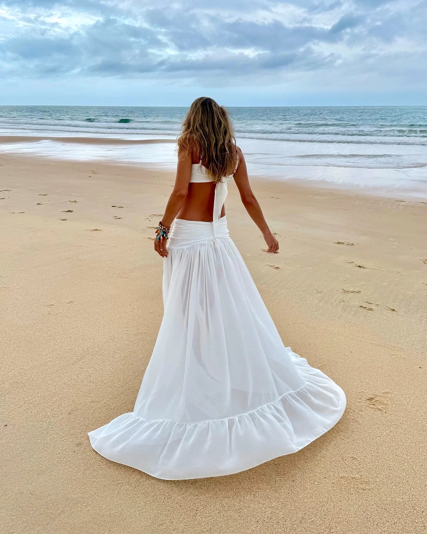 Gradient 3-Piece Bikini Skirt Thong Bathing Suit