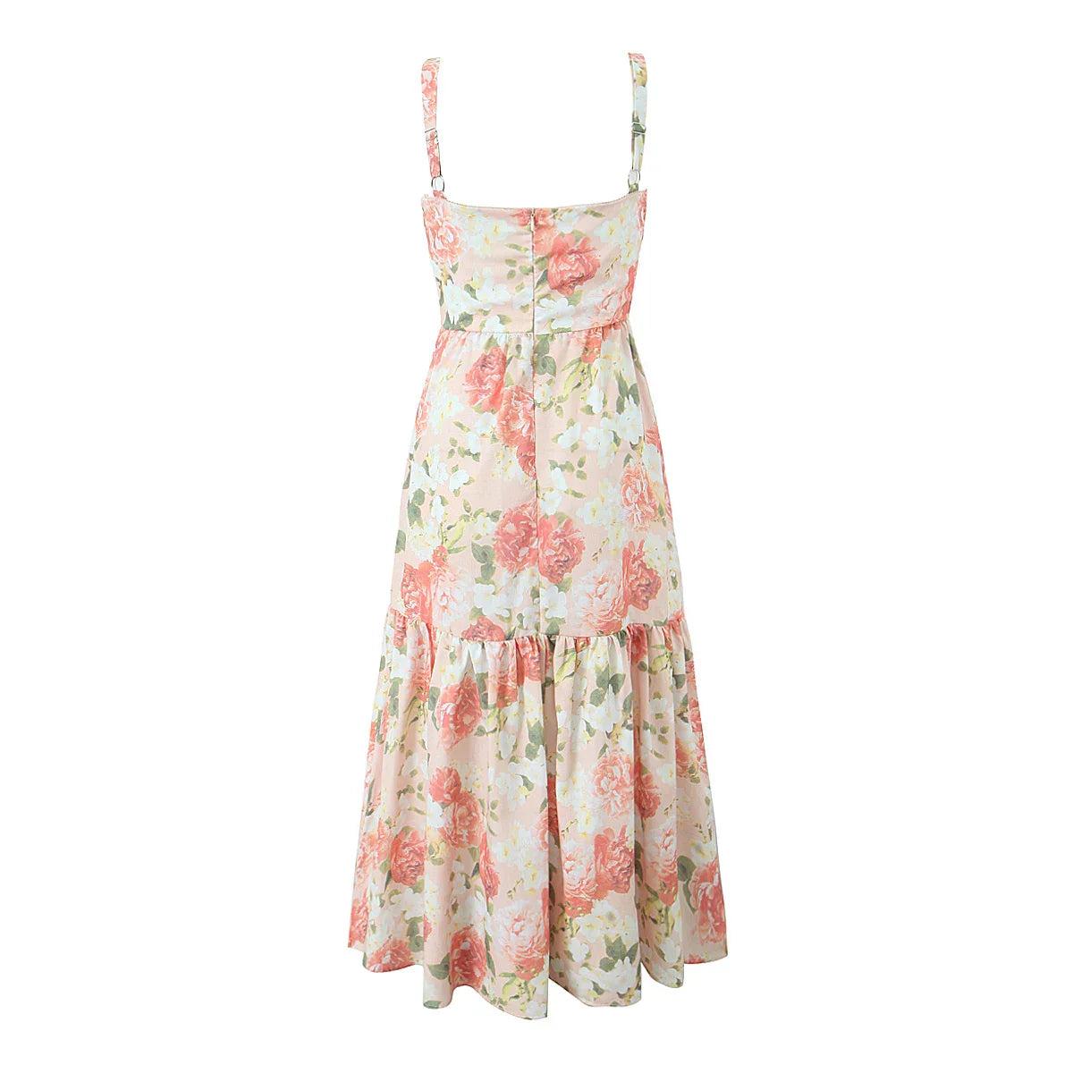 Floral Bra with Wire Corset Ruffles Midi Dress