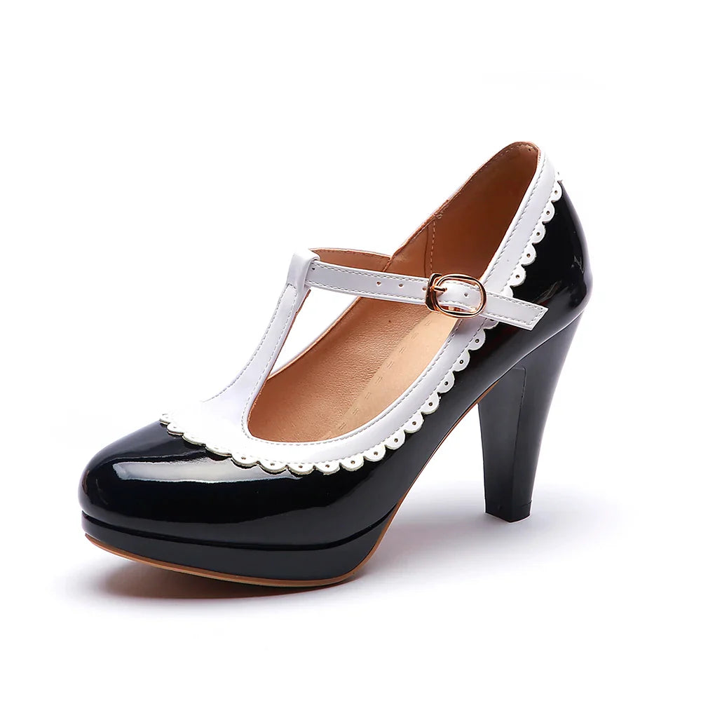 Platform Heel T-Strap Mary Janes Shoes