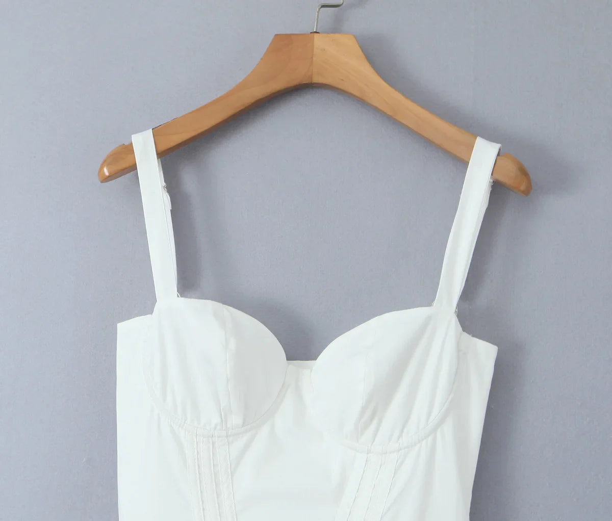 Wire Corset Style Low Waist White Midi Dress