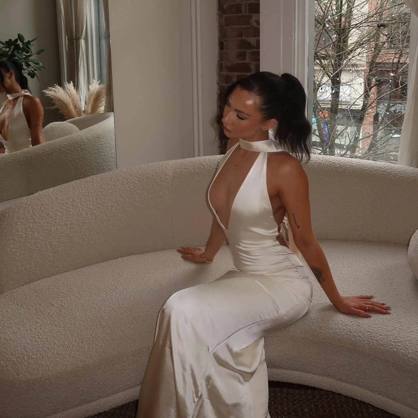 Satin Open Back Dress