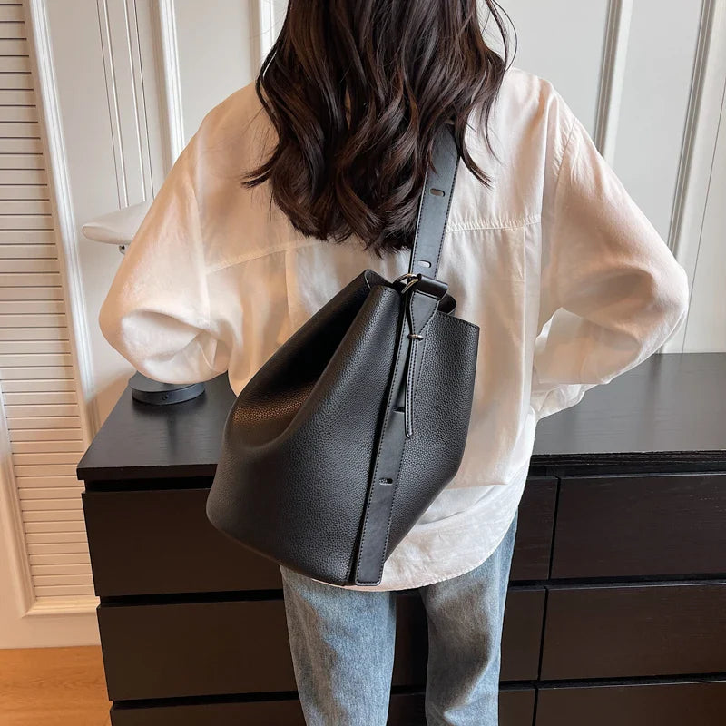 Retro Solid Color Leather Shoulder Bags
