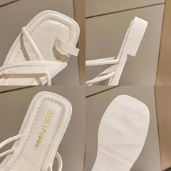 Flat Square Heeled Open Toe Sandals