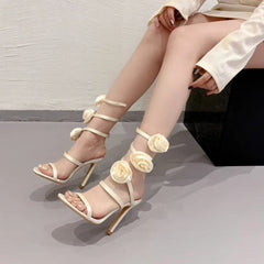 Lace-Up Heels Open Toe Wedding Sandals