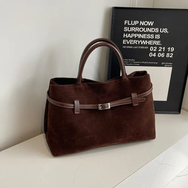 Retro Velvet Leather Tote Bags For Women