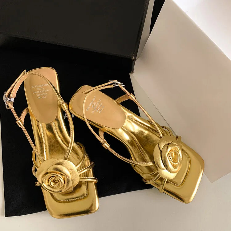 Handmade 3D Flower Open-Toe Sandals