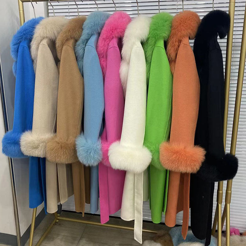 Long Coat with Big Faux Fur Collar