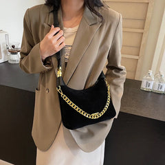 Small Faux Suede Chain Handbags