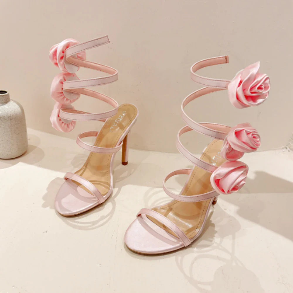 Lace-Up Heels Open Toe Wedding Sandals