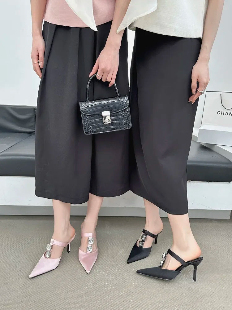 Crystal Pointed Toe Thin Heeled Pumps