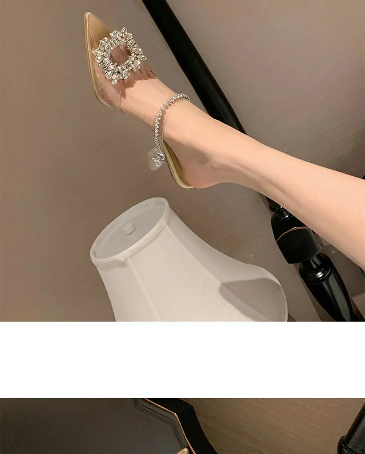 PVC Transparent Crystal Pointed Toe High Heels Shoes