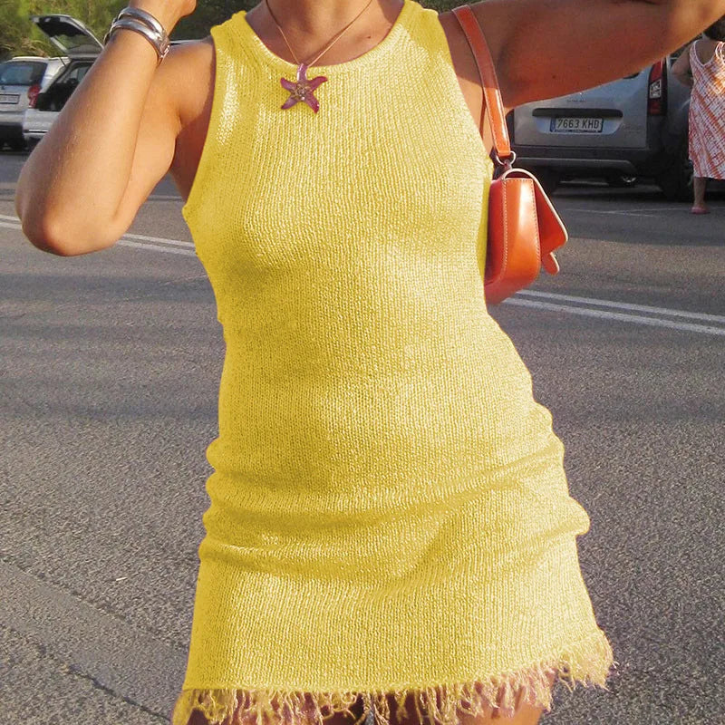 Knit Tassel Mini Dress