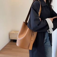 Retro Solid Color Leather Shoulder Bags