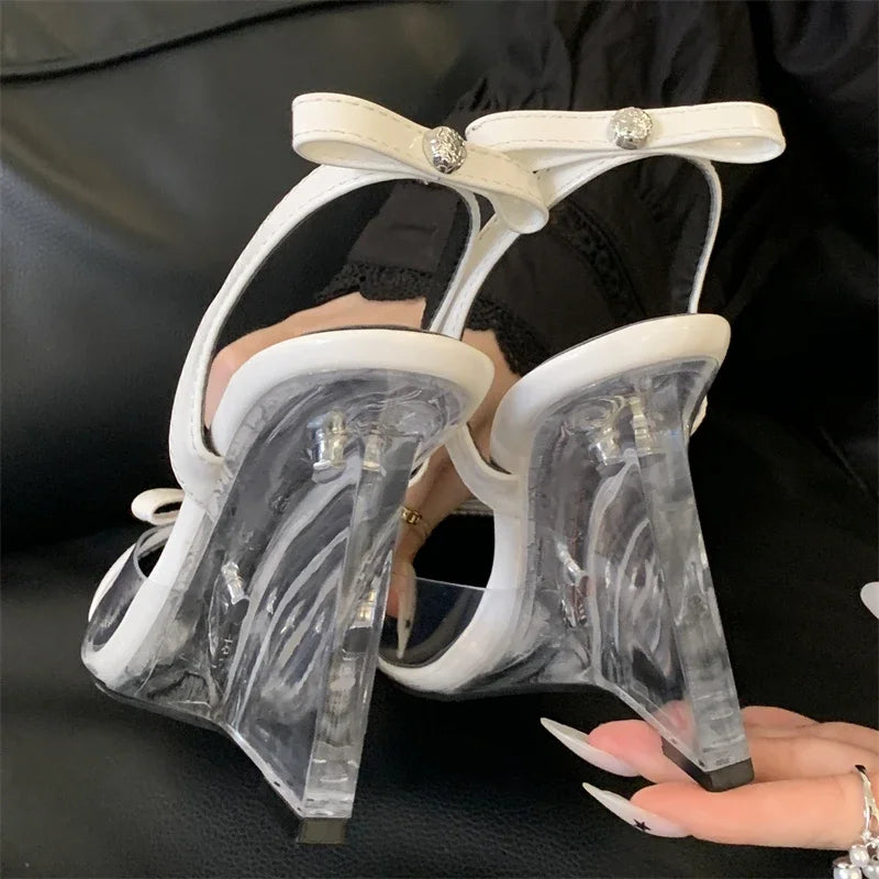 PVC Transparent Pumps Crystal Wedges Heels Shoes