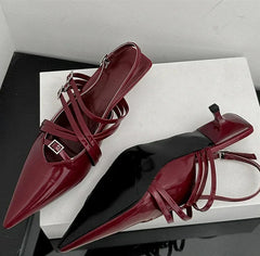 Pumps Slingback Pointed Toe Thin Low Heels Shoes
