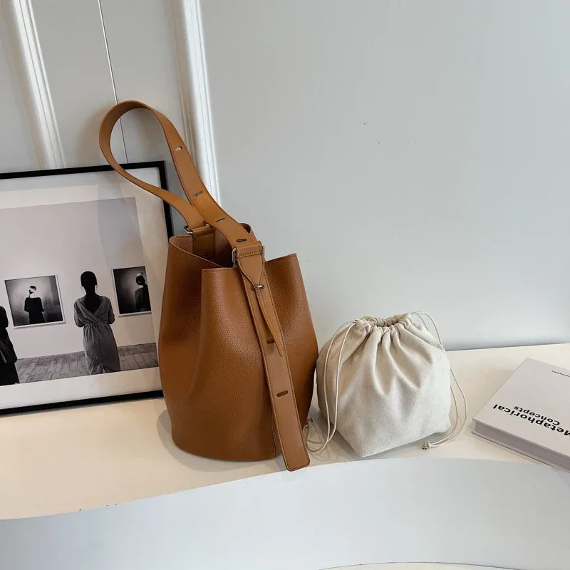 Retro Solid Color Leather Shoulder Bags