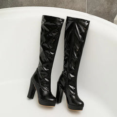 Round Toe Knee High Platform Boots