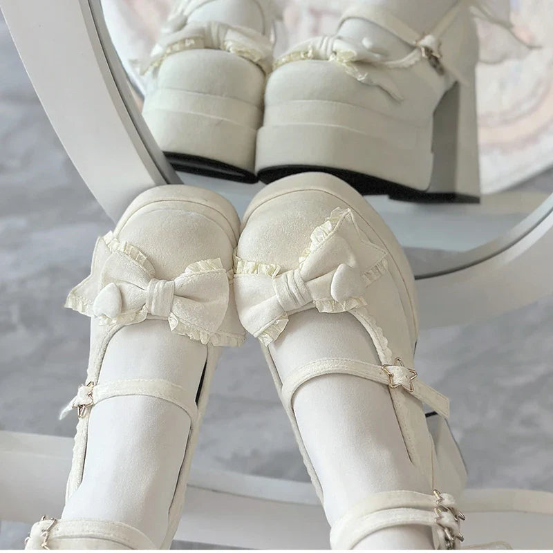 Platform High Heel Butterfly-knot Cross Strap Shoes