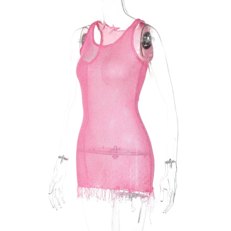 Knit Tassel Mini Dress
