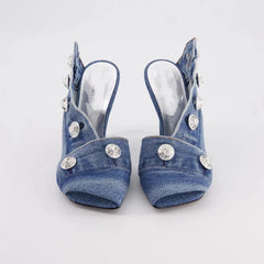 Wash Denim High Heel Women Sandals